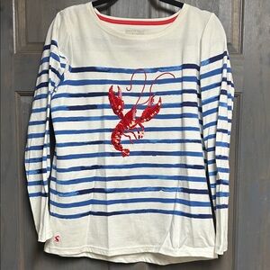 Joules Blue and White Striped Long Sleeve Top